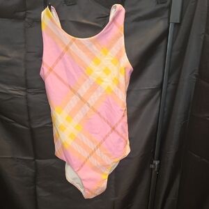 Burberry Pink and Yellow Plaid Kids Bathingsiit
